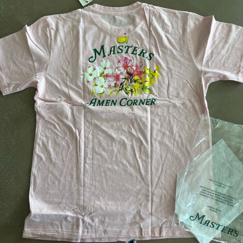 NWT Unisex Sz L Masters Amen Corner Pink T-Shirt Golf